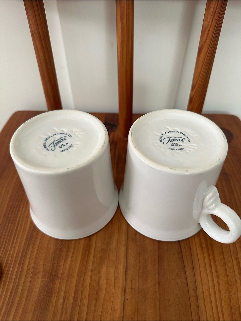 Set of 2 Vintage Fiesta White Classic Ring Mug Cup Coffee Tea Cup Fiestaware - Picture 2 of 4